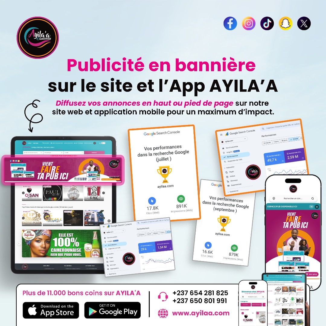 Promotion des produits / Services en bannière sur le site web et l’App Mobile